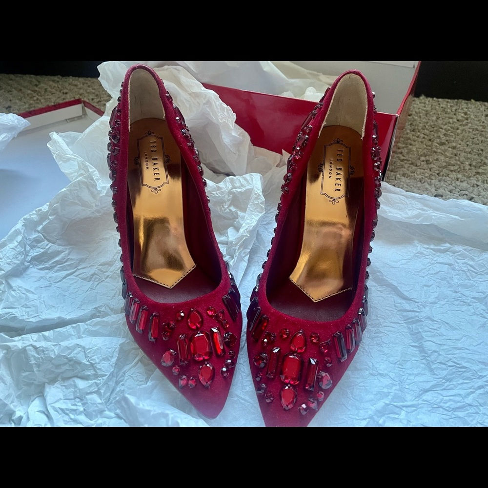 ed Baker London Women's Red Embellished Pumps